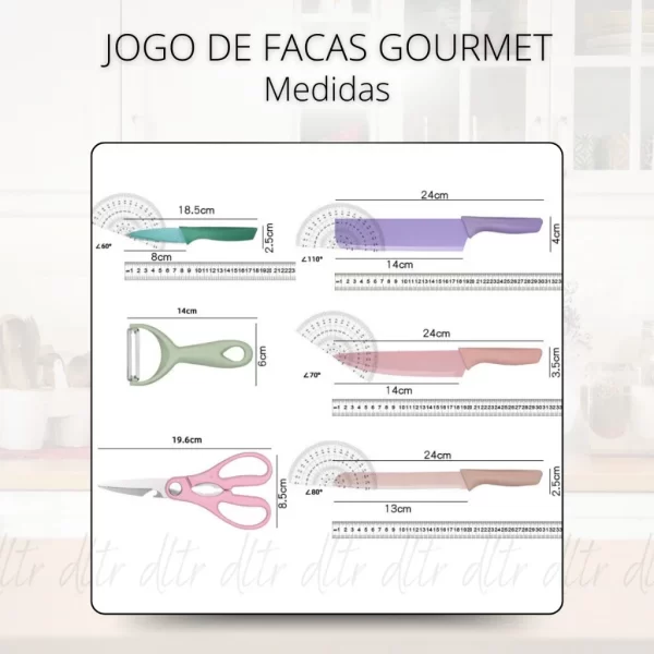 Conjunto de Facas Profissional Colorido em Aço Inoxidável – A Perfeição e Estilo para Sua Cozinha - Image 6