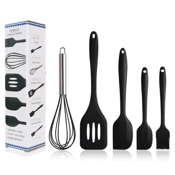 Kit 5 Utensílios de Silicone para Cozinha – Colher, Espátulas e Escova, Duráveis e Práticos - Image 7