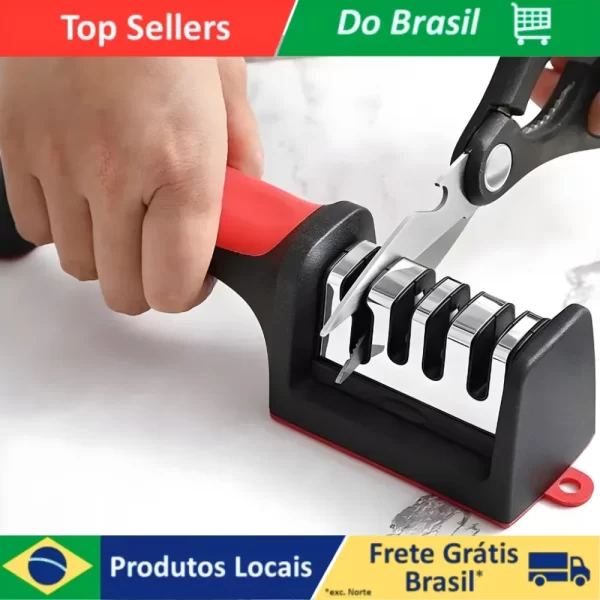 Amolador de Facas Profissional – Afiador de Facas em Inox com 3 Afiadores para Cozinha - Image 6