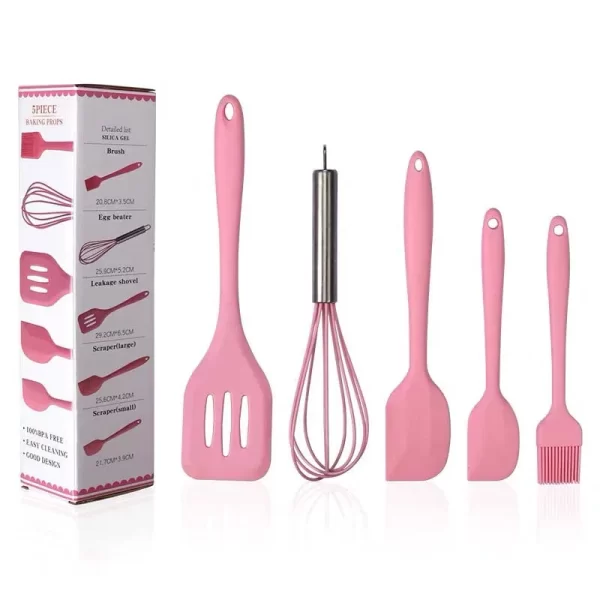 Kit 5 Utensílios de Silicone para Cozinha – Colher, Espátulas e Escova, Duráveis e Práticos - Image 5