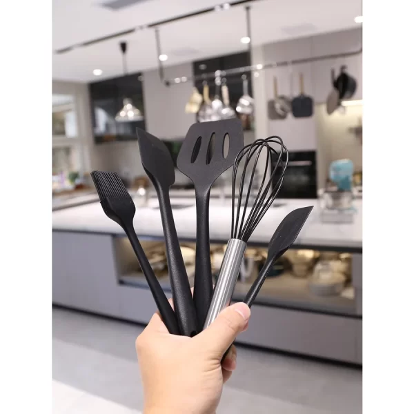 Kit 5 Utensílios de Silicone para Cozinha – Colher, Espátulas e Escova, Duráveis e Práticos - Image 4