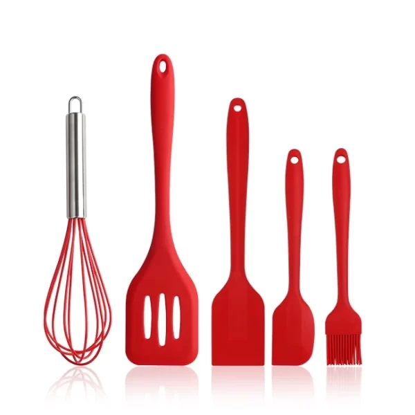 Kit 5 Utensílios de Silicone para Cozinha – Colher, Espátulas e Escova, Duráveis e Práticos - Image 2