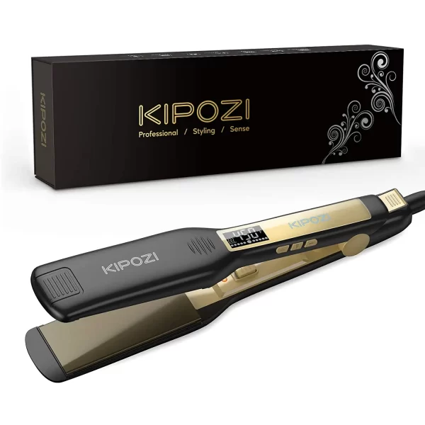 KIPOZI-profissional alisador de cabelo liso de titânio, display LCD digital, dupla tensão - Image 7