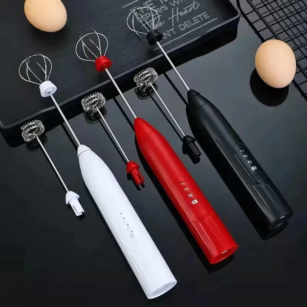 USB Recarregável Elétrico Egg Batedor – Misturador de Café 2 em 1 com Cabeças Duplas