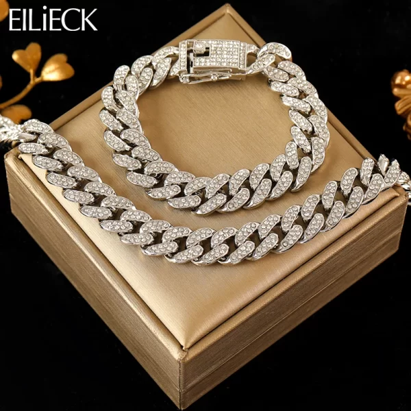 Eilieck - Conjunto de Colar e Pulseira Cubana: Sofisticação e Estilo em Cada Detalhe - Image 8